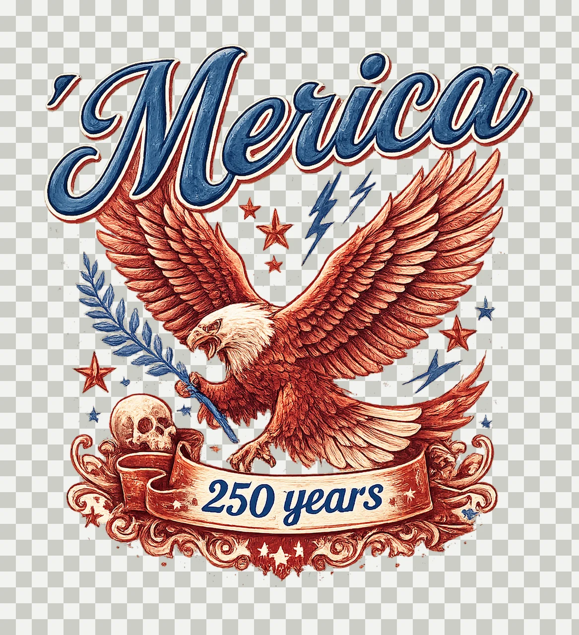 America 250 Years Anniversary Retro America Flag 4th July transparency and detail preview thumbnail