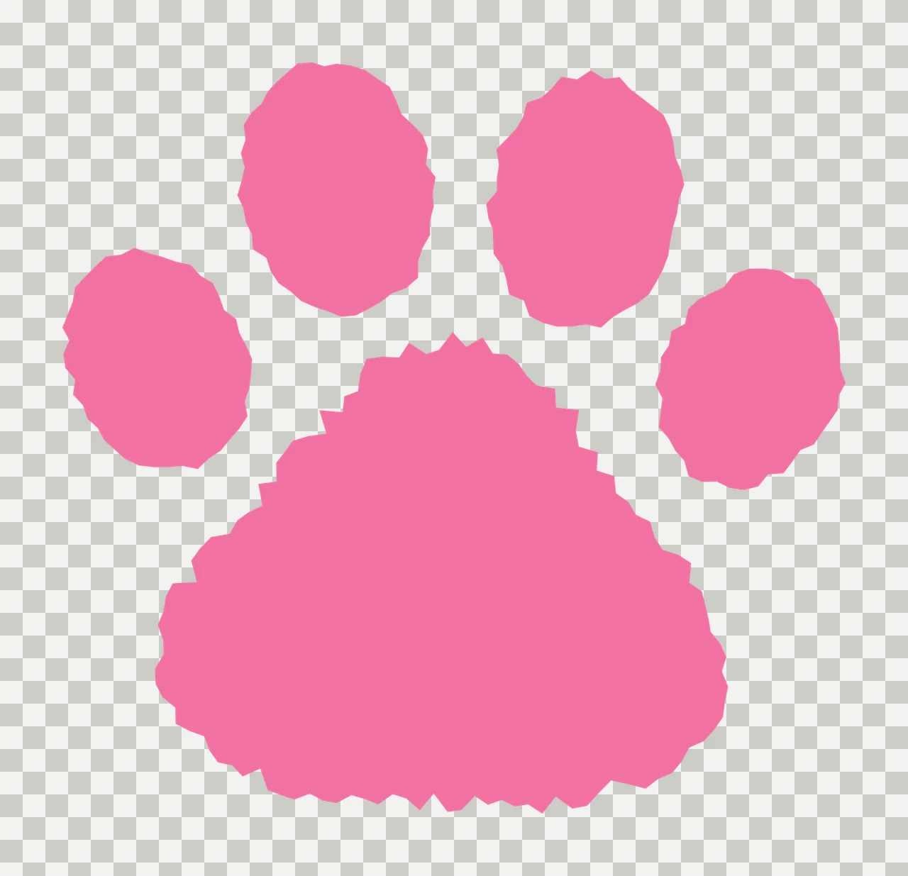 Jagged Edge Black Animal Paw Print four toes palm pad rough silhouette transparency and detail preview thumbnail
