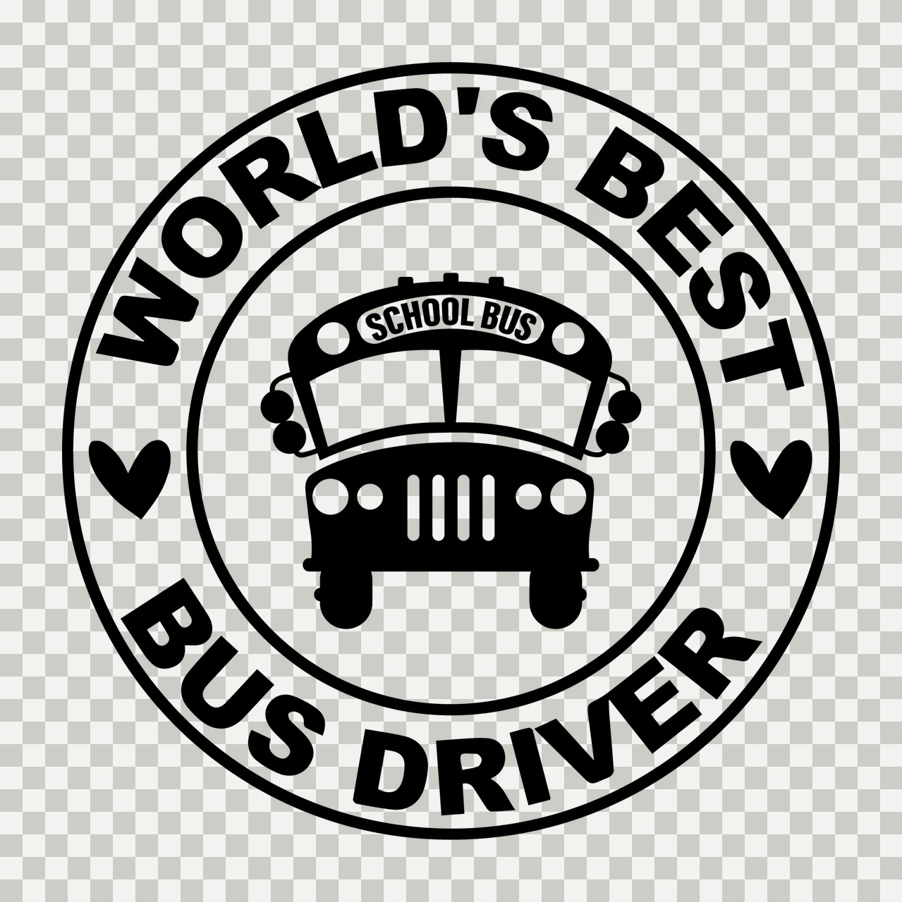 School Bus World S Best Bus Driver Text hearts circle emblem transparency and detail preview thumbnail