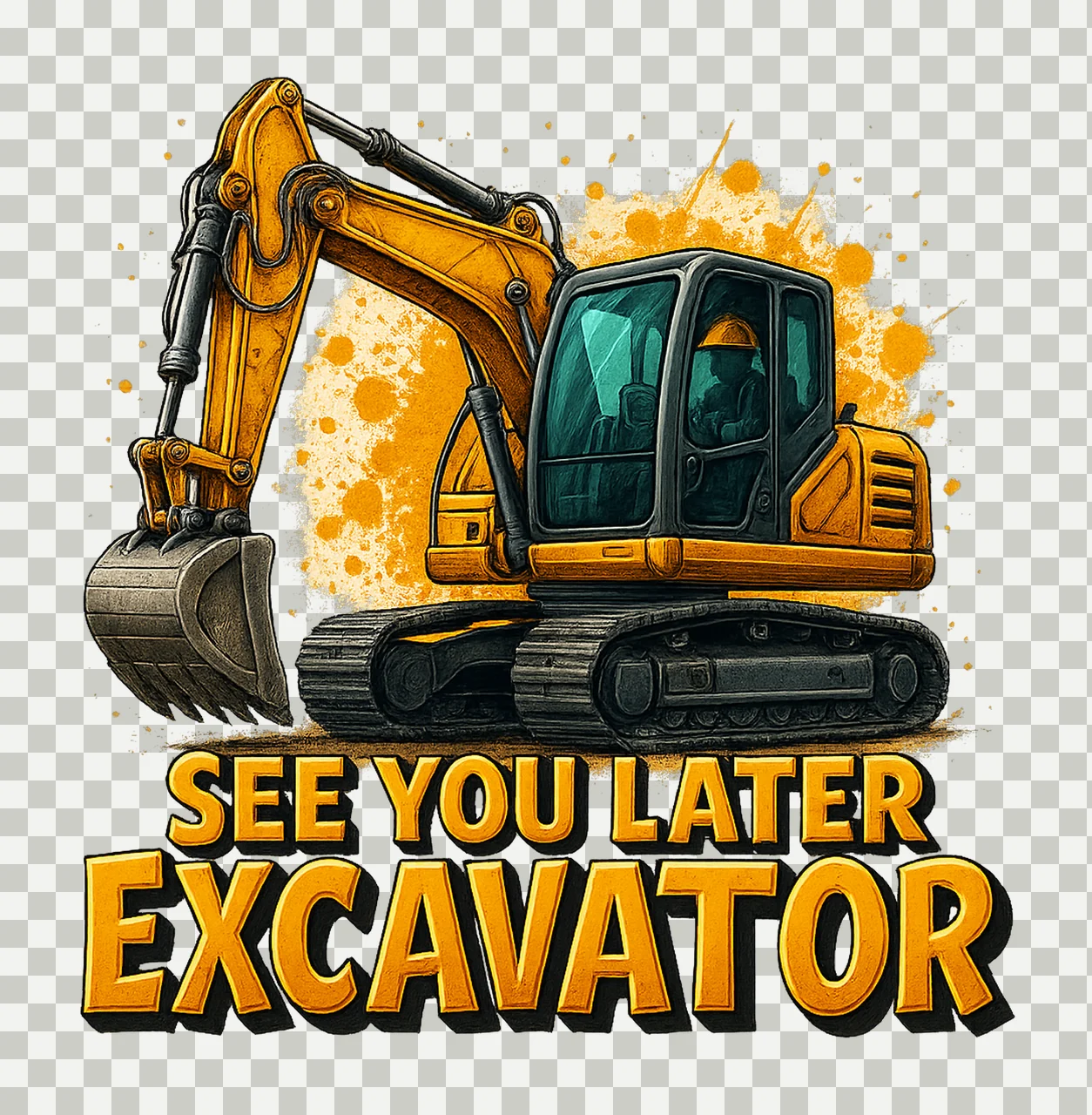 Excavator Sublimation Design Construction Vehicle Artwork transparency and detail preview thumbnail