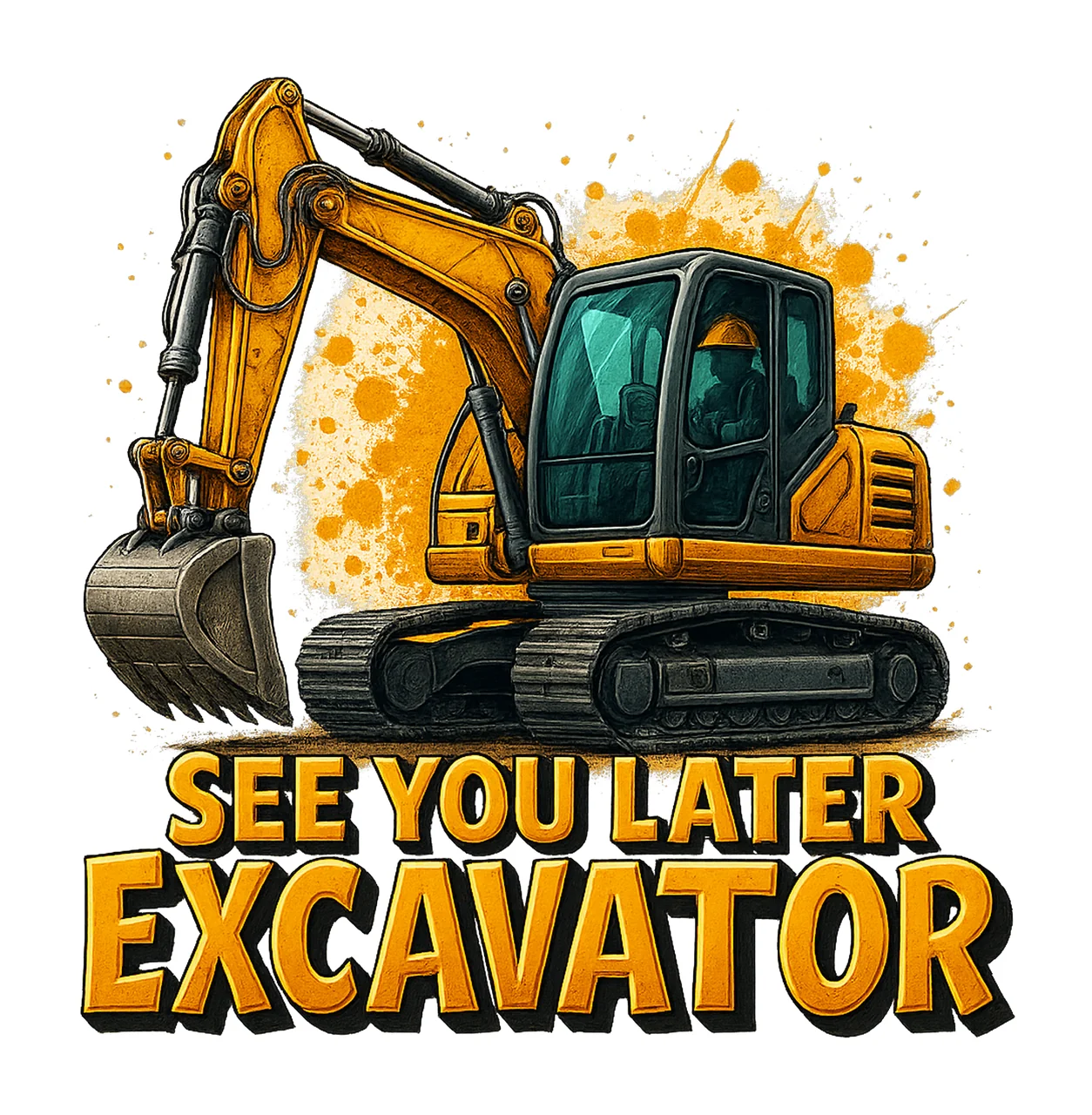 Excavator Sublimation Design Construction Vehicle Artwork
