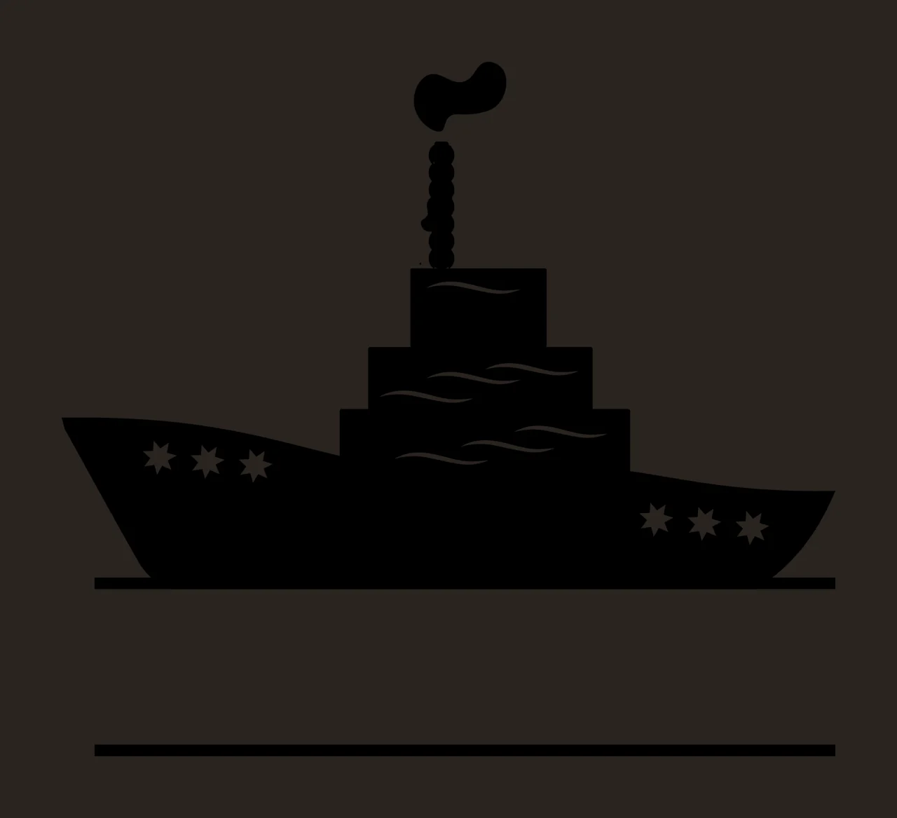 Ship Floating With Boat And Smoke In Black contrast preview thumbnail