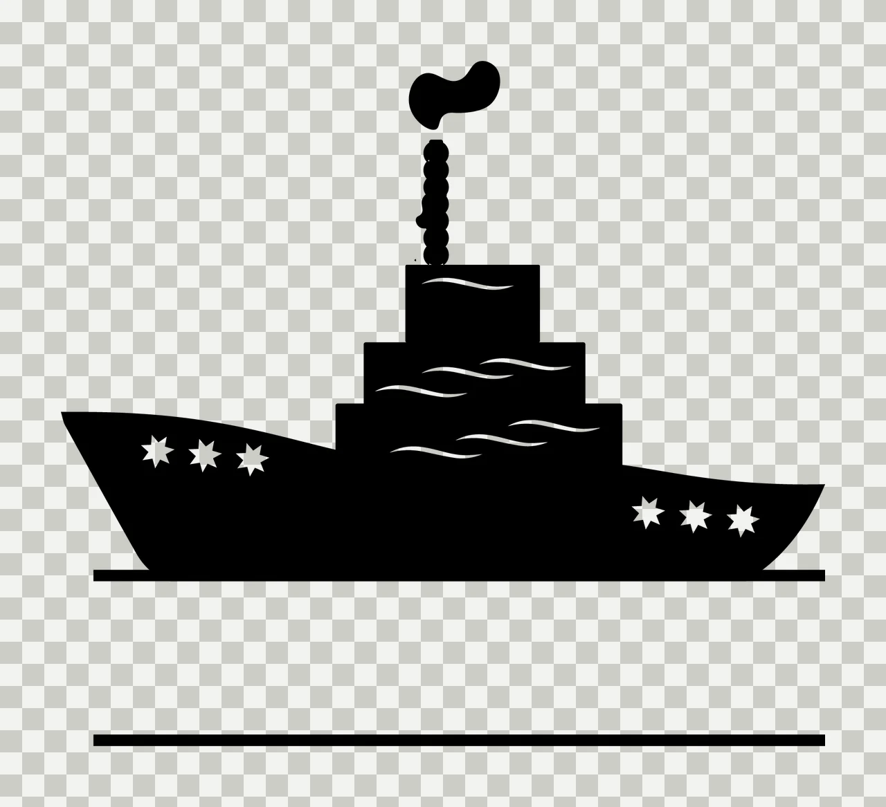 Ship Floating With Boat And Smoke In Black transparency and detail preview thumbnail
