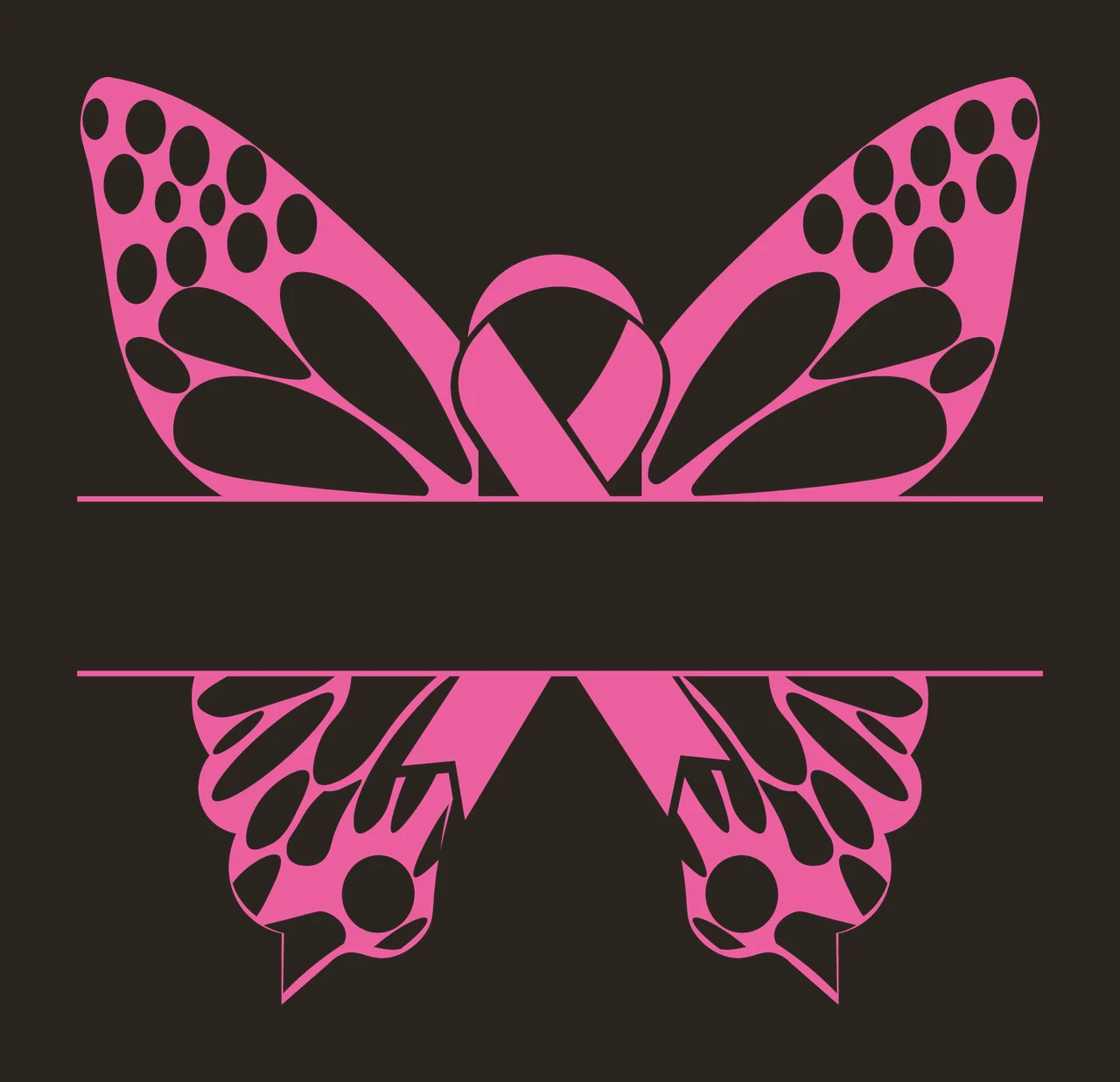 Ribbon Butterfly Awareness Name Plate Silhouette wings frame contrast preview thumbnail