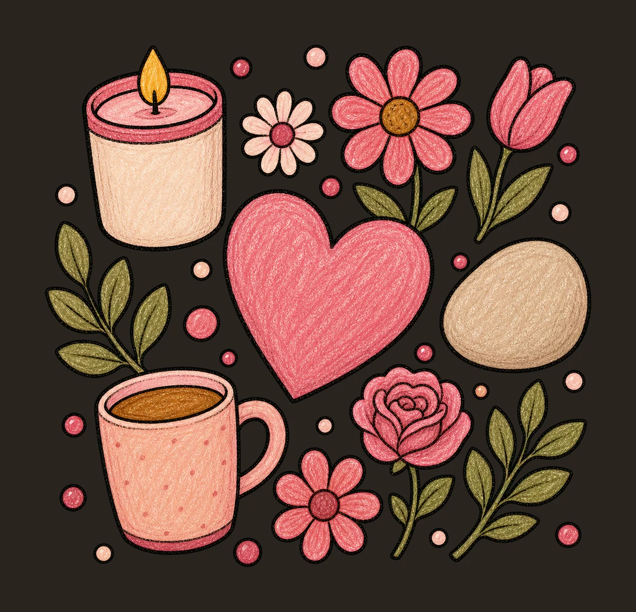 Candle Flower Heart Coffee Mug assorted icons daisy tulip contrast preview thumbnail
