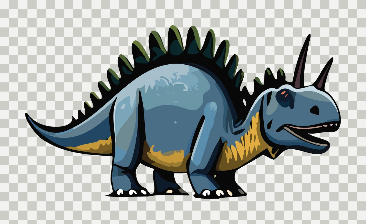 Dinosaur Black Silhouette Of Horned standing horn white reptile transparency and detail preview thumbnail