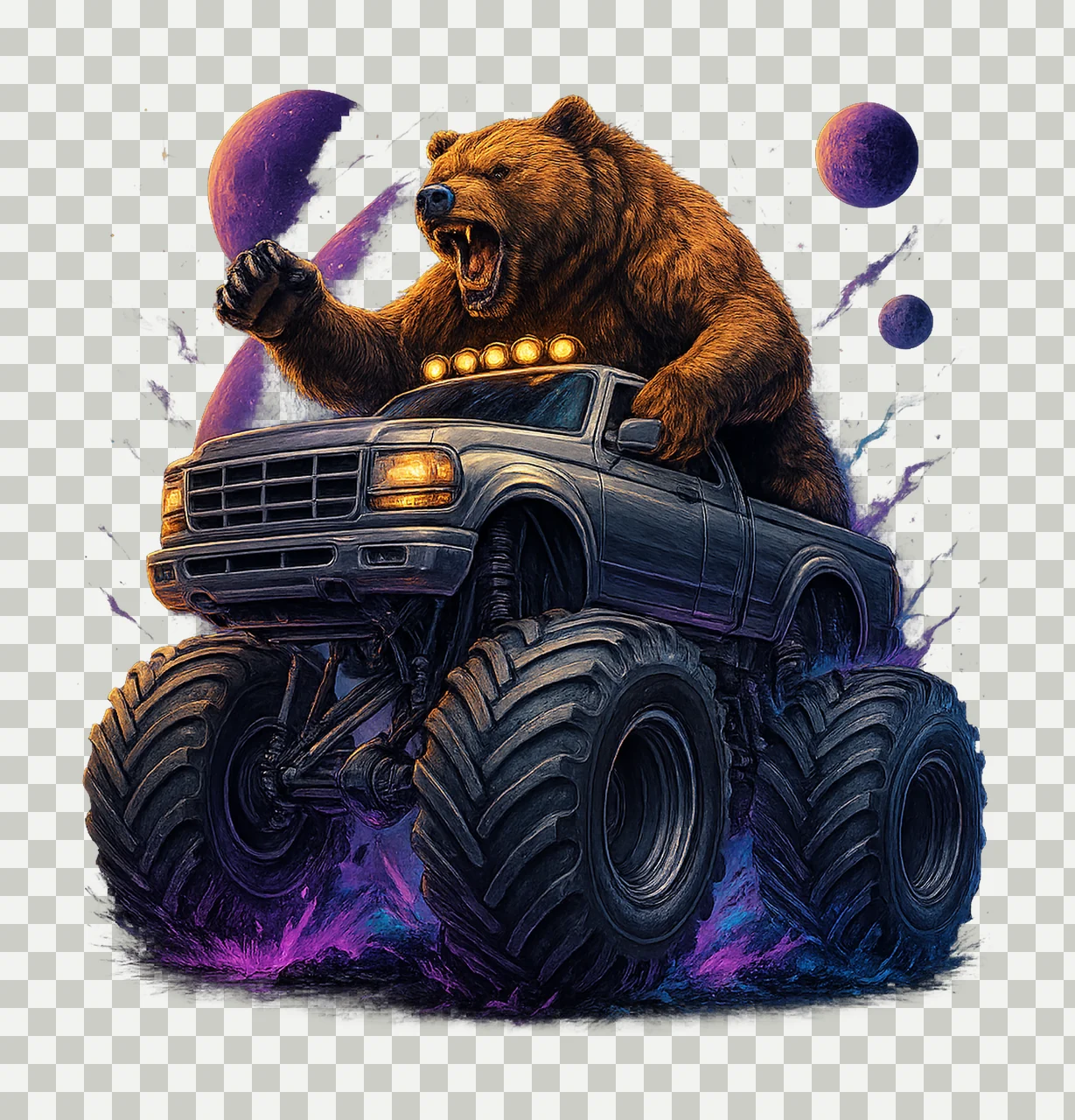 100 Monster Truck Racing Truck Artwork High Quality shirt transparency and detail preview thumbnail