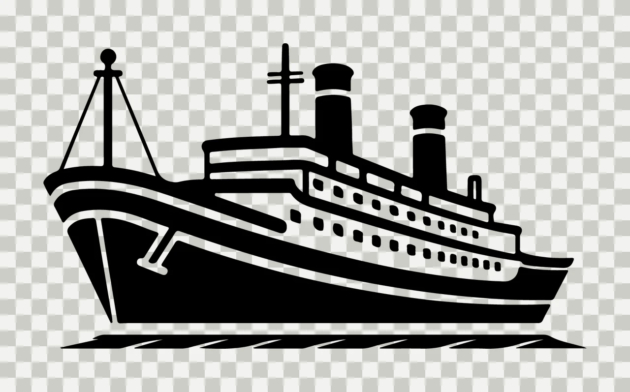 Ship Steamboat Silhouette On Water floating smokestacks black transparency and detail preview thumbnail
