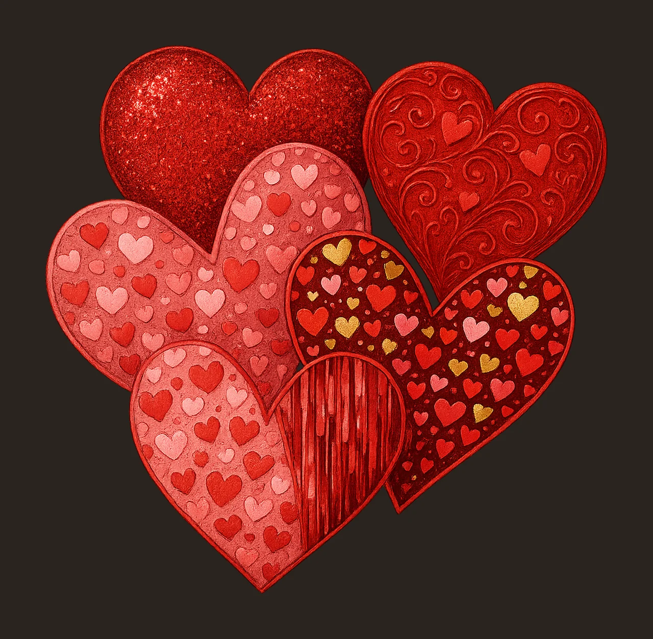 Sparkly Valentines Day Hearts Sequins Glitter Design contrast preview thumbnail