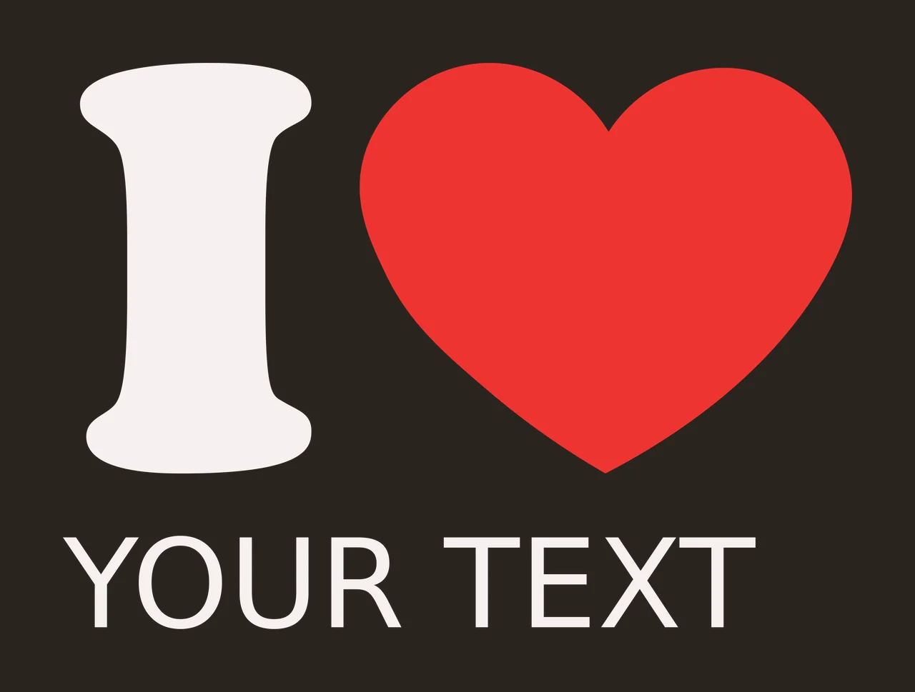I YOUR TEXT Typography Design with letter I, red heart shape and YOUR TEXT phrase in light gray and white contrast preview thumbnail