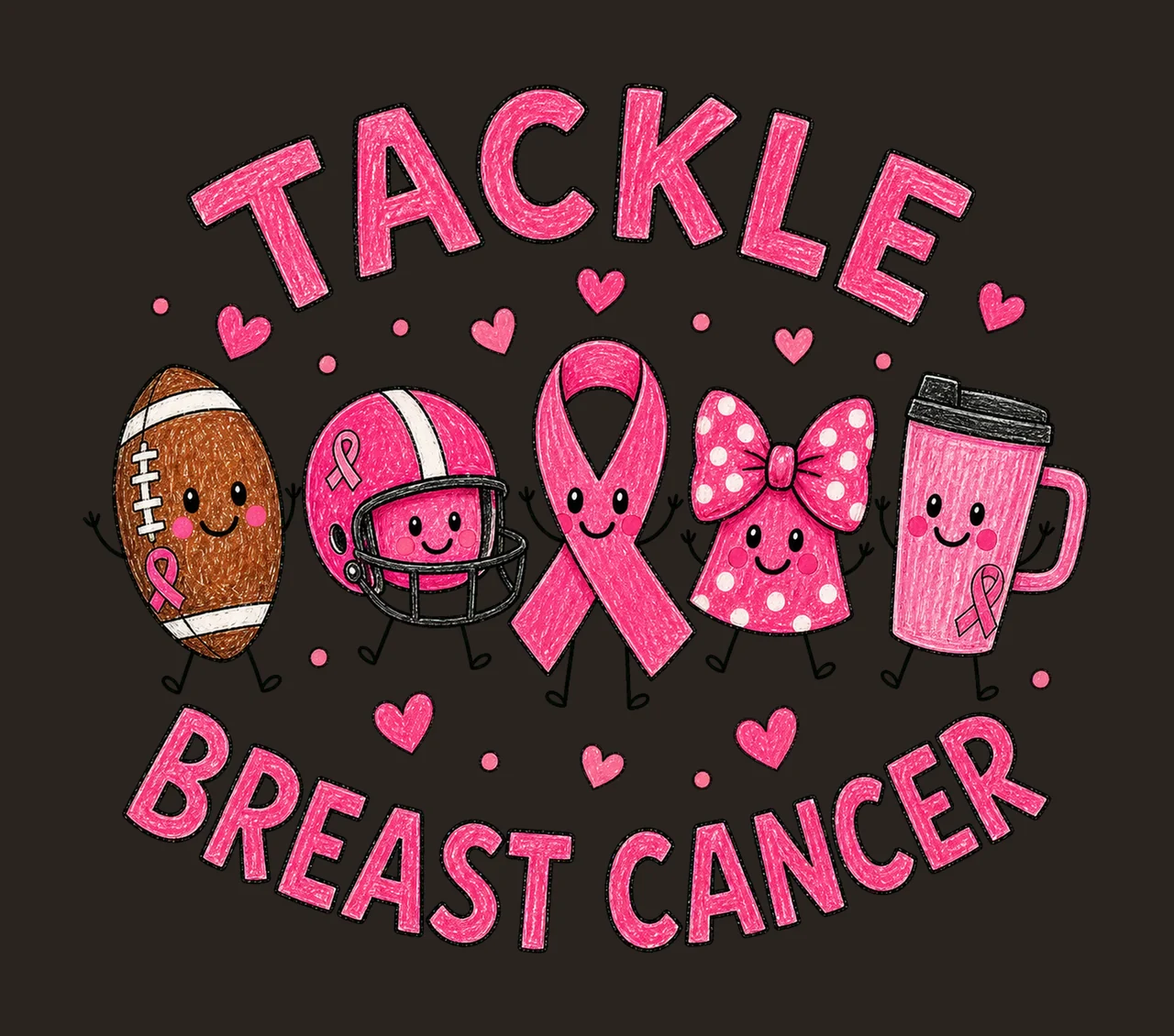 Tackle Breast Cancer Doodle Cute Football Variation A contrast preview thumbnail