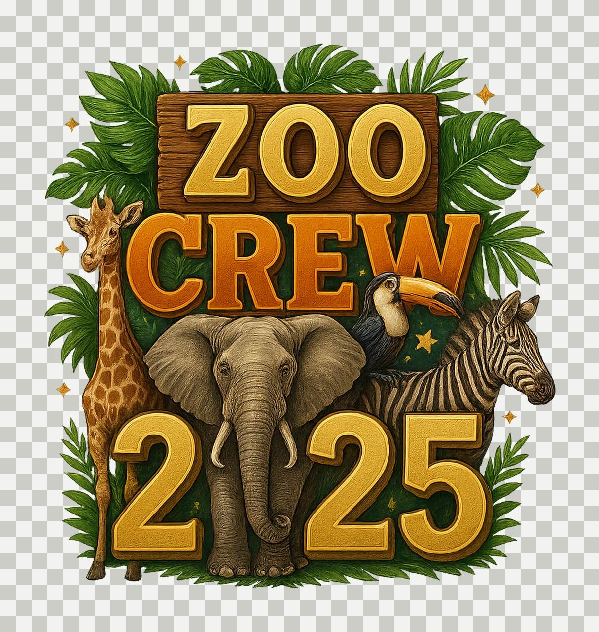 Zoo Crew 2025 Kids Zoo Trip Design Safari Party Zoo Birthday transparency and detail preview thumbnail