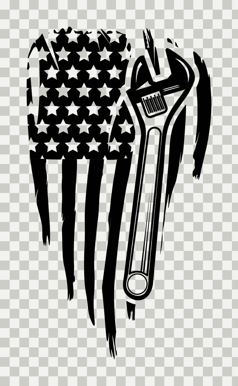 Distressed American Flag Adjustable Wrench Graphic positioned transparency and detail preview thumbnail