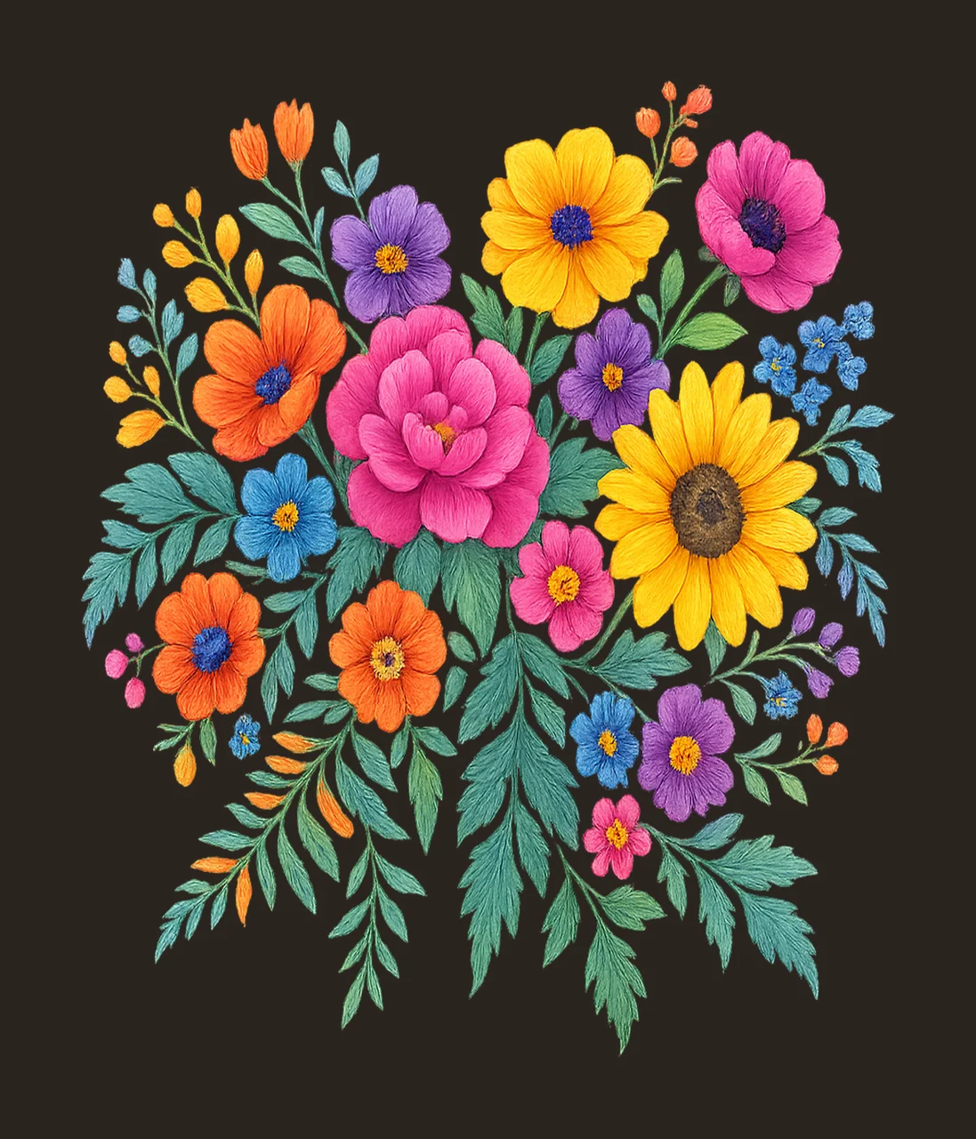 Flowers Bloom With Greenery And Leaves In Pink bouquet contrast preview thumbnail