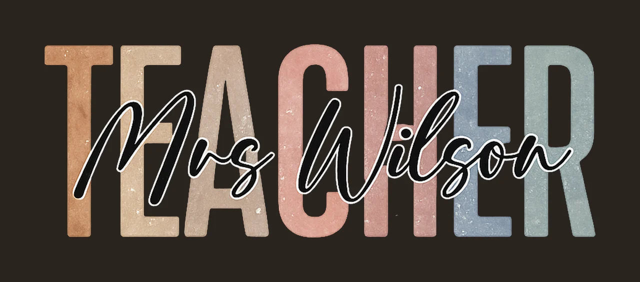 Custom teacher name personalized teacher text design Mrs contrast preview thumbnail