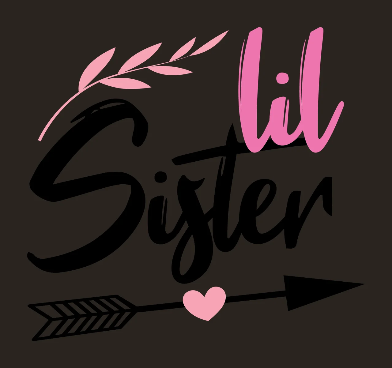 Lil Sister Calligraphic Text Reading With Arrow leaf heart contrast preview thumbnail