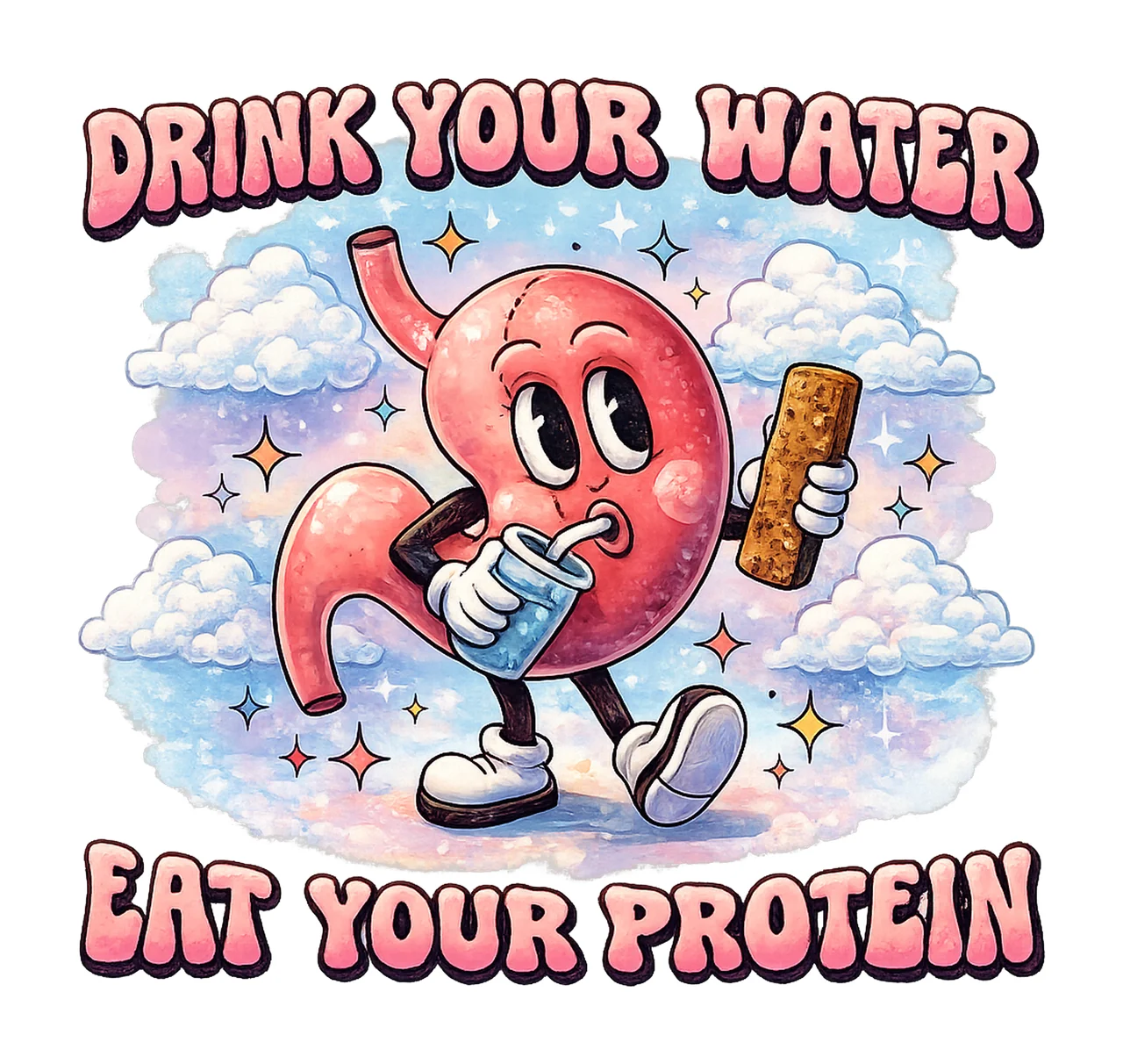 Drink Your Water Eat Your Protein Bariatric Sleeve Artwork