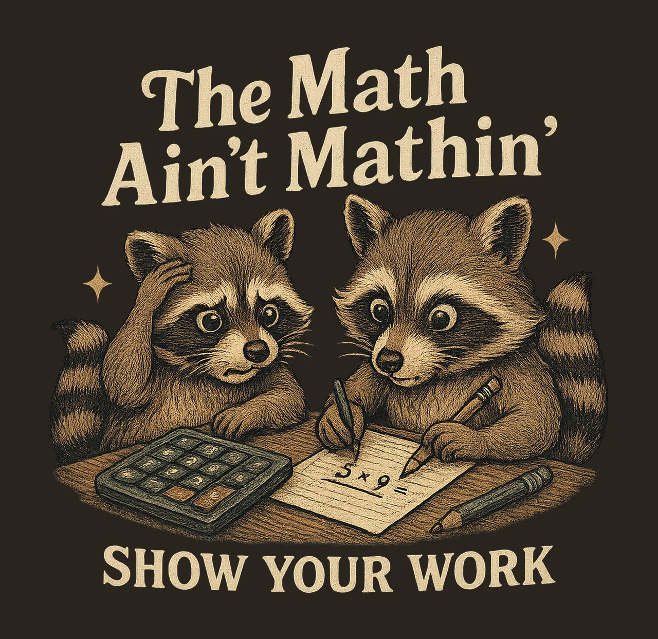 Funny Math Teacher The Math Ain Mathin Raccoon Shirt Design contrast preview thumbnail