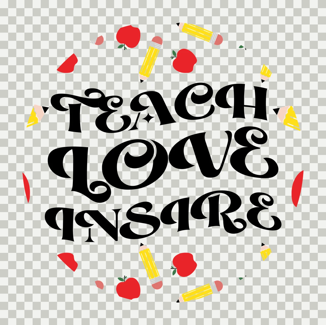 Keychain Teach Love Inspire Circular Text Pattern patterning transparency and detail preview thumbnail