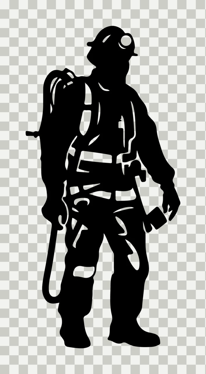Safety Equipment Silhouette Standing Figure worker helmet harness transparency and detail preview thumbnail