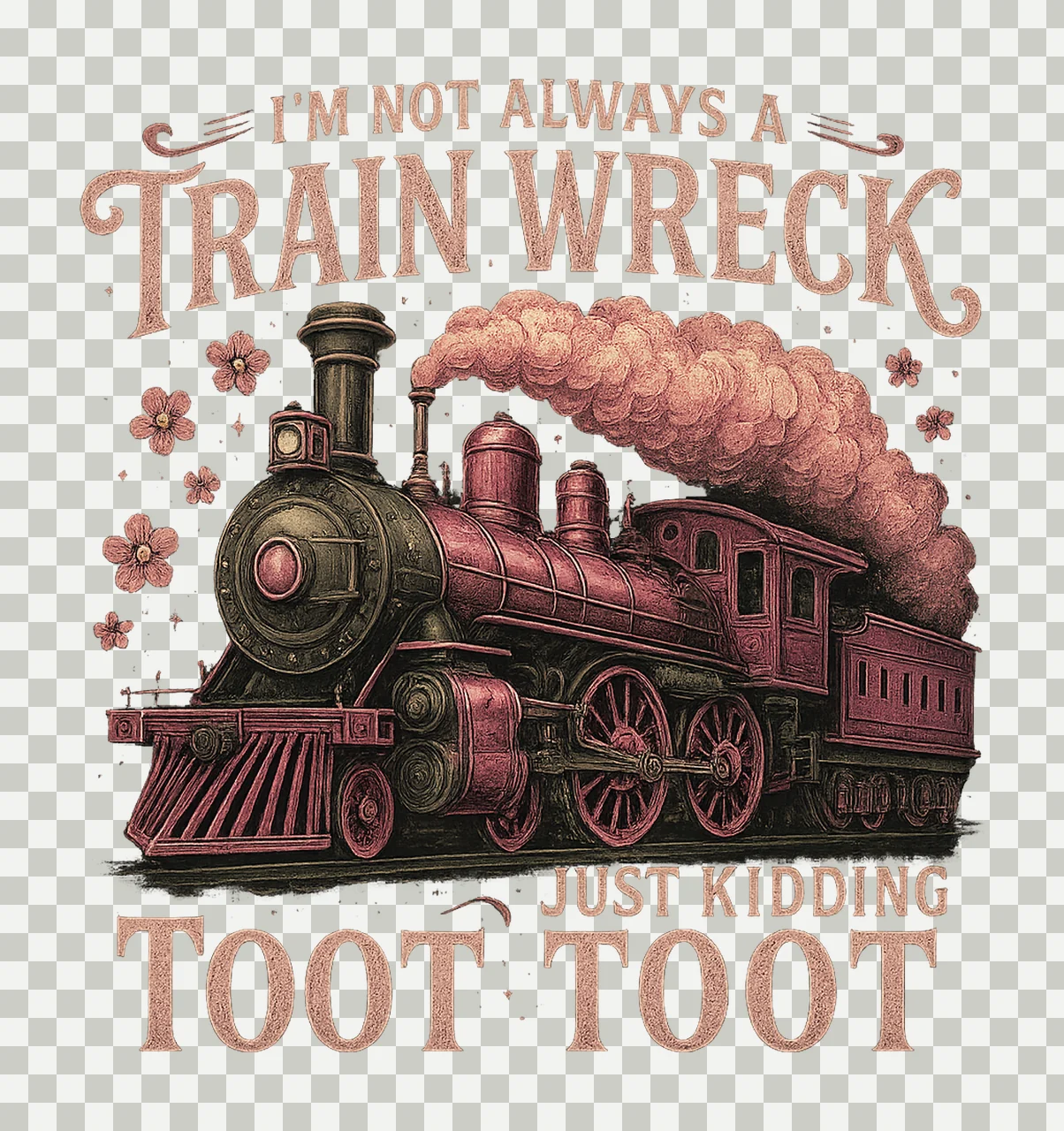 Funny Train Wreck Sarcastic Mental Health Humor Sublimation transparency and detail preview thumbnail