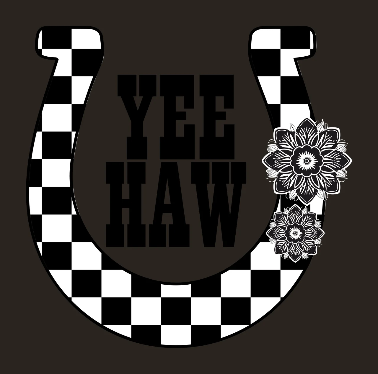 Yee Haw Grid Horseshoe Design containing text flower typographic contrast preview thumbnail