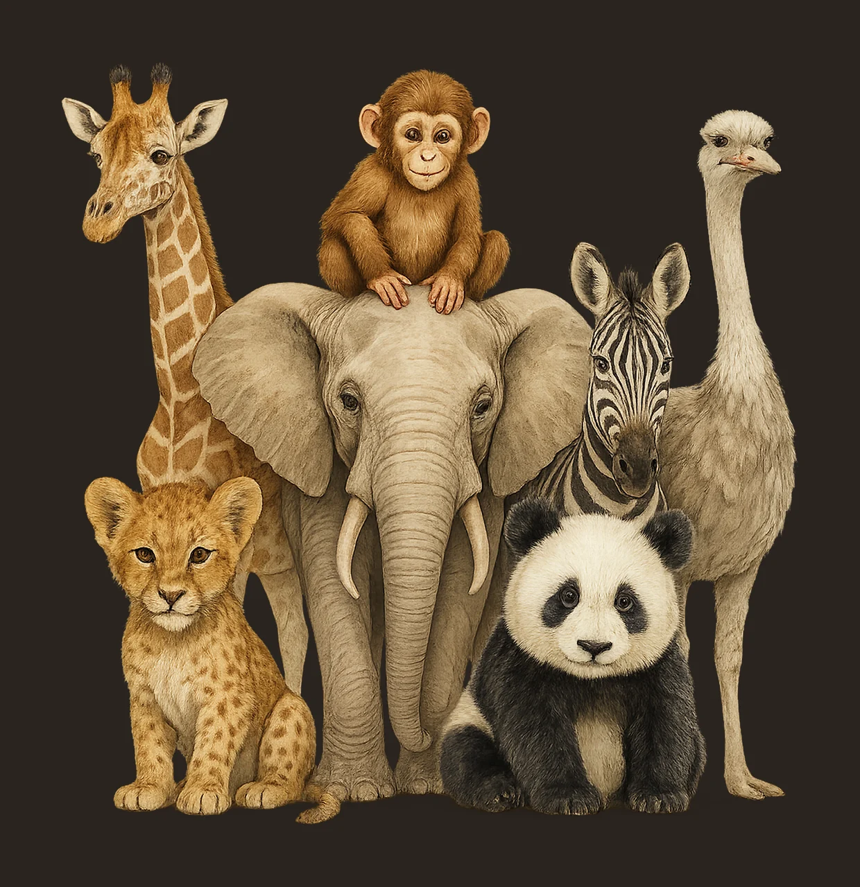 Watercolor Safari Animals Artwork Wild Animal Art Jungle contrast preview thumbnail