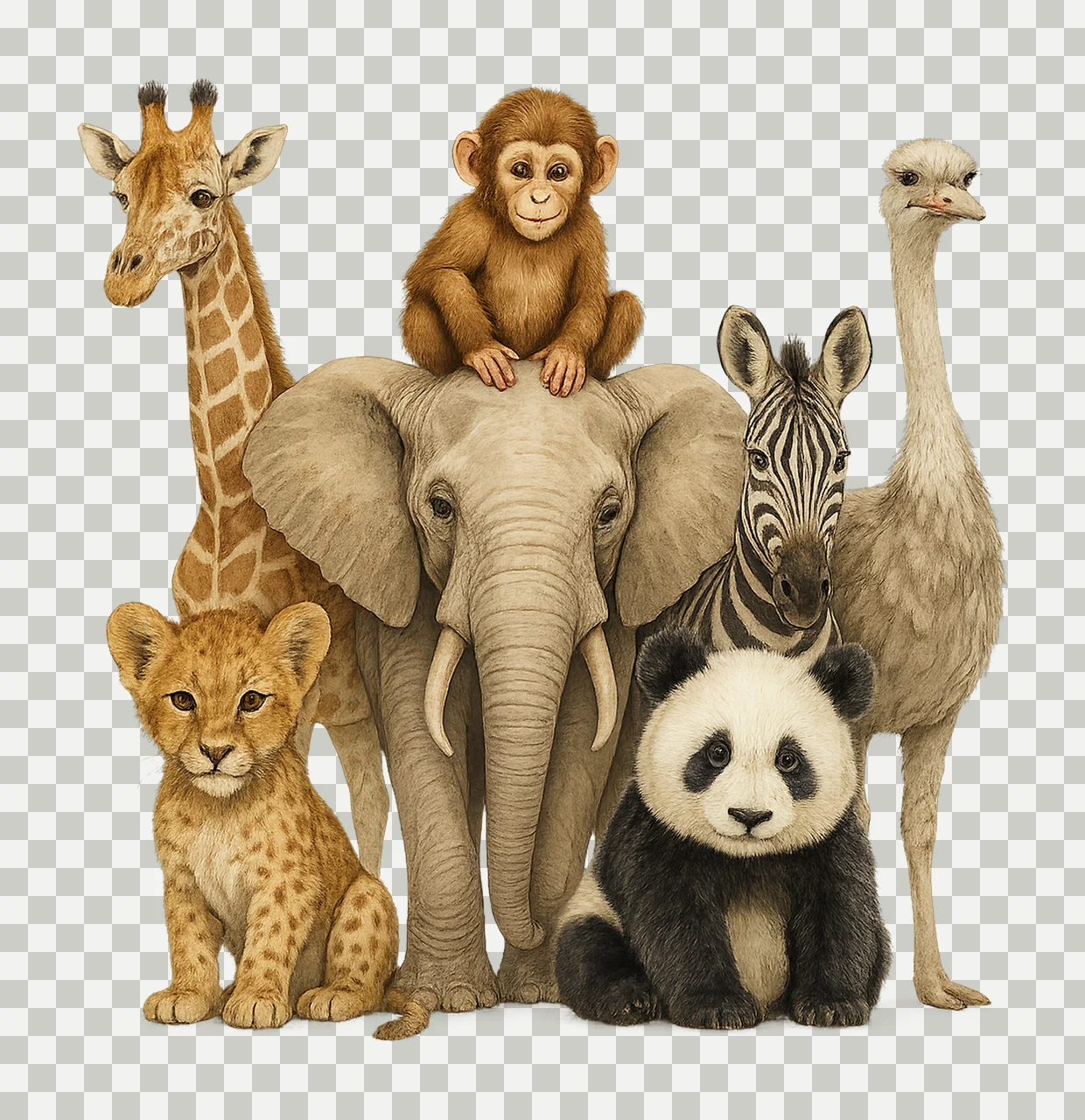 Watercolor Safari Animals Artwork Wild Animal Art Jungle transparency and detail preview thumbnail