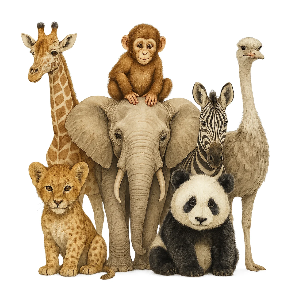 Watercolor Safari Animals Artwork Wild Animal Art Jungle