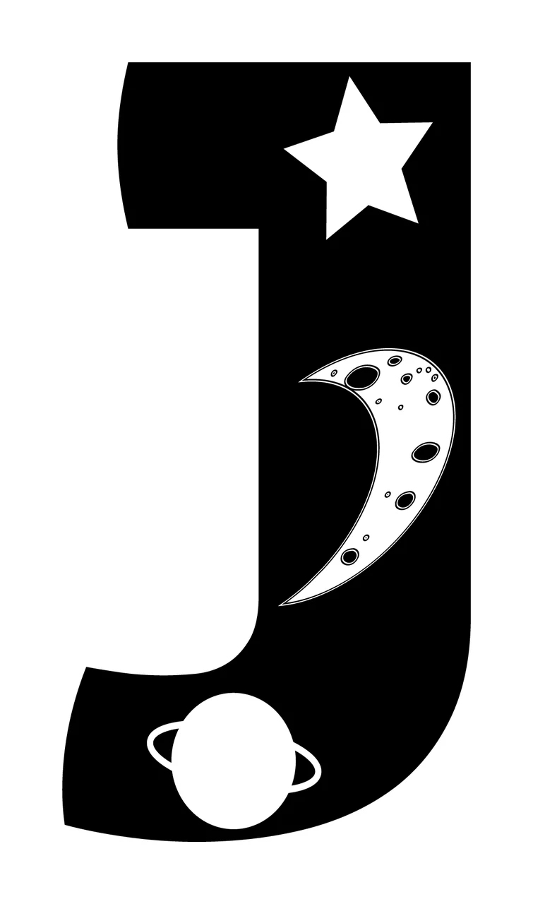 Space J Letter Decorate With Star And Moon