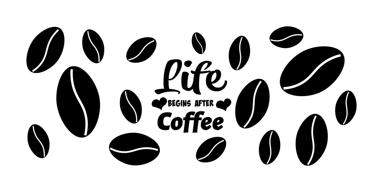 Can Glass Wrap Coffee Beans and text Arrangement heart black