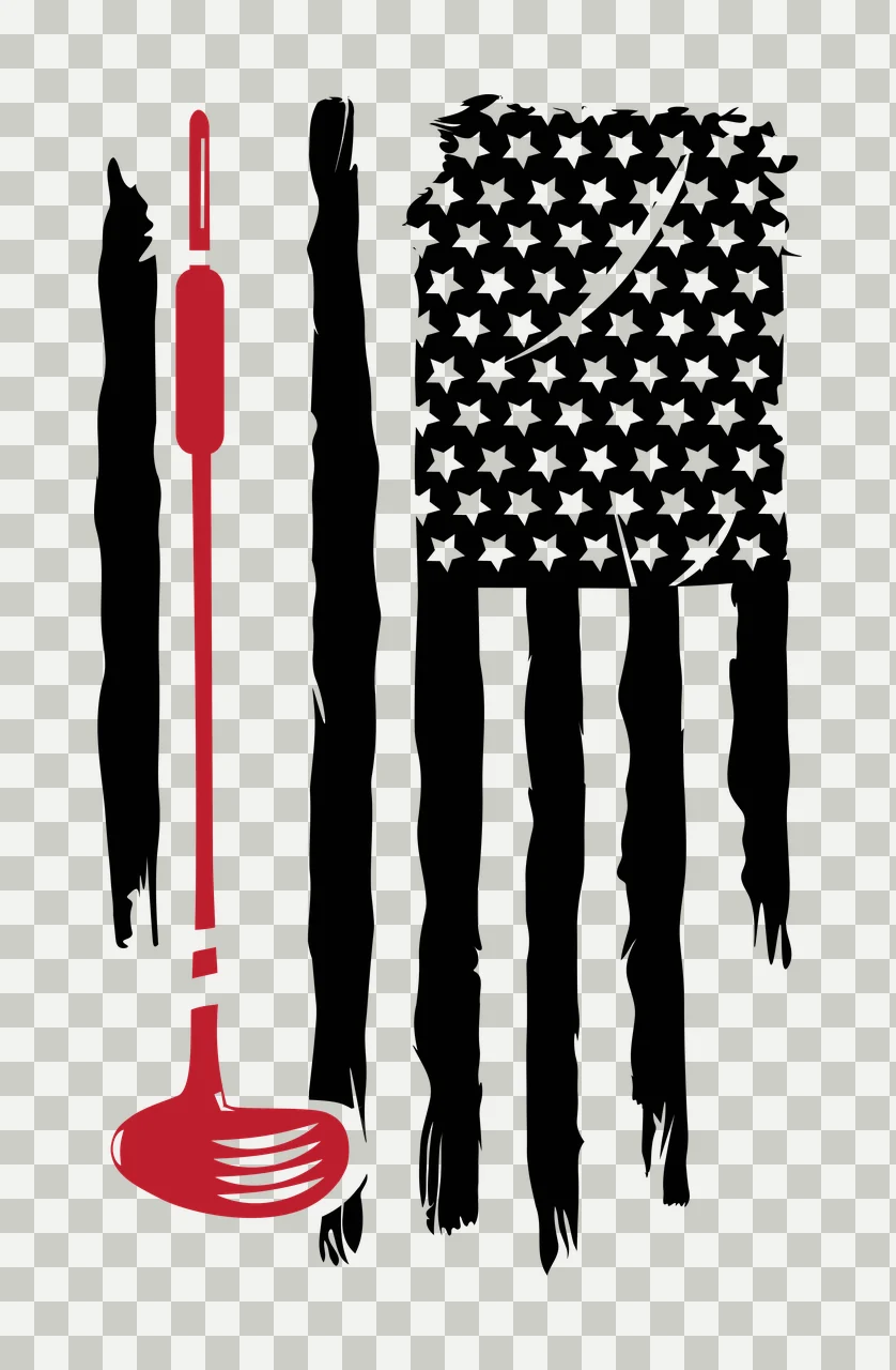 Golf Flag Distressed Graphic With Club And Vertical integrated into transparency and detail preview thumbnail