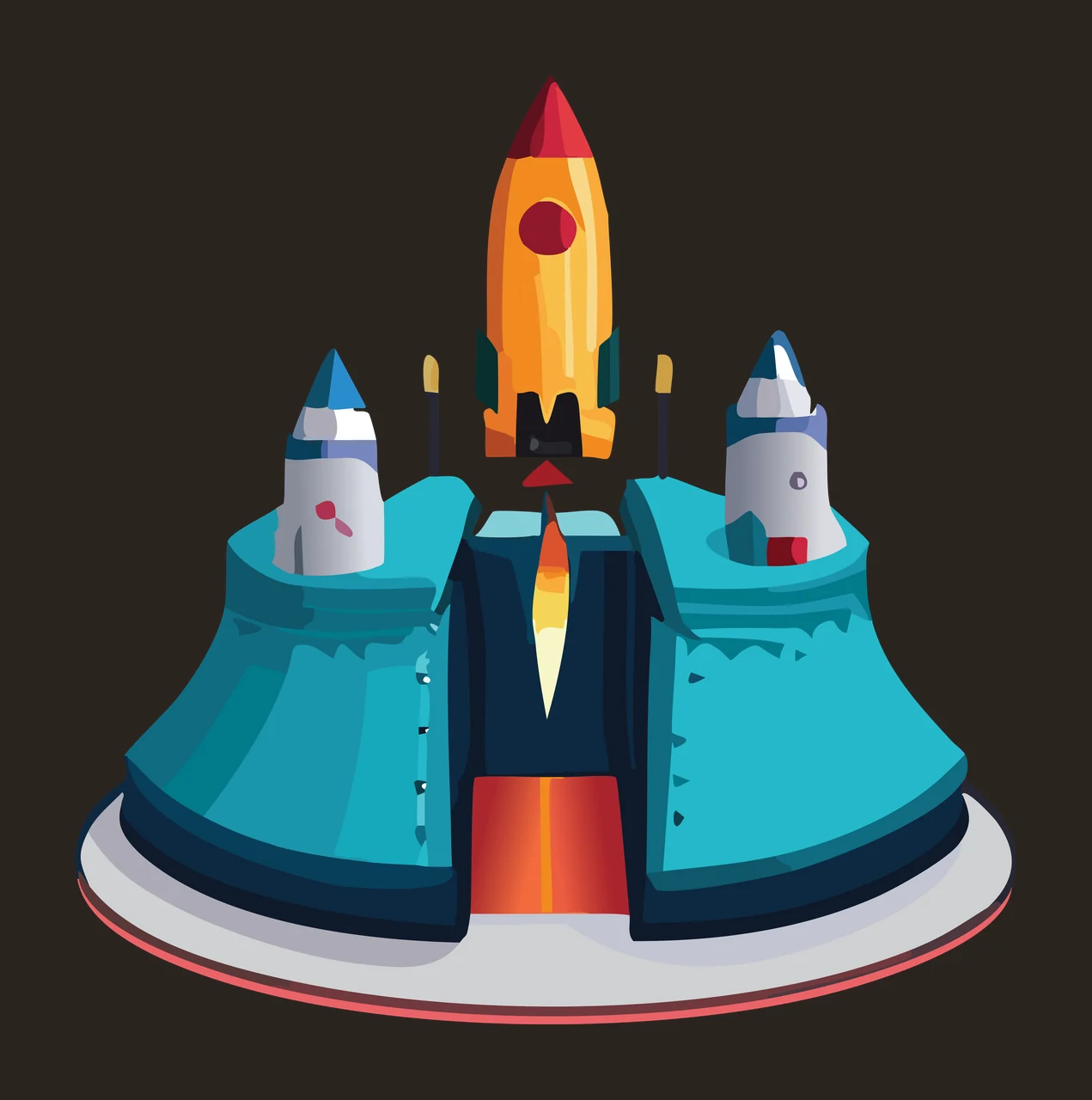 Space Rocket Launching From A Base Structure line art silhouette contrast preview thumbnail