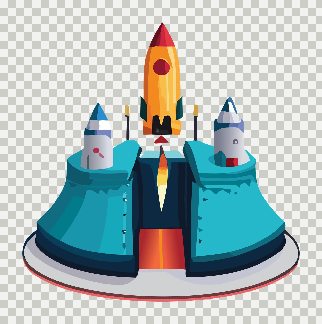 Space Rocket Launching From A Base Structure line art silhouette transparency and detail preview thumbnail
