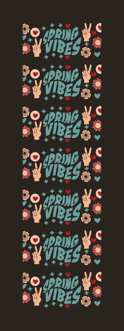 Spring Vibes Peace Sign Pattern flower heart star bold typography contrast preview thumbnail