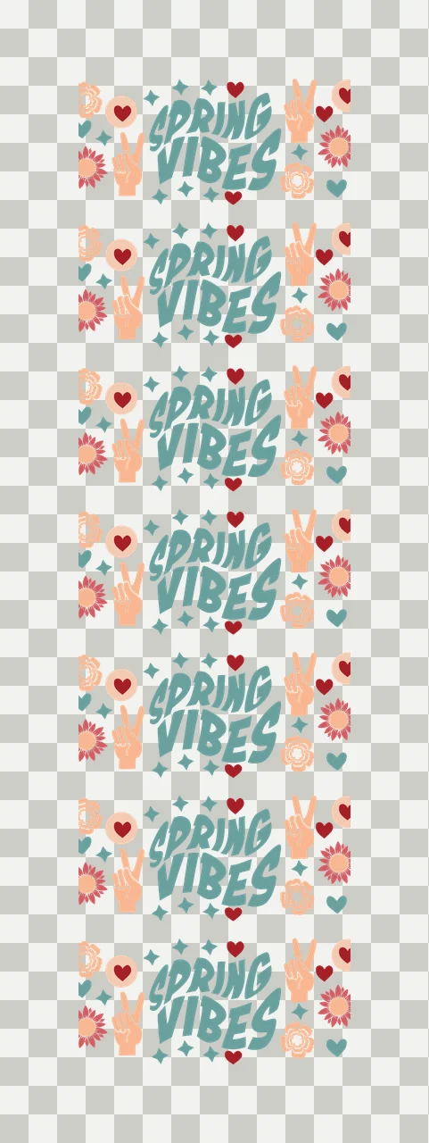 Spring Vibes Peace Sign Pattern flower heart star bold typography transparency and detail preview thumbnail
