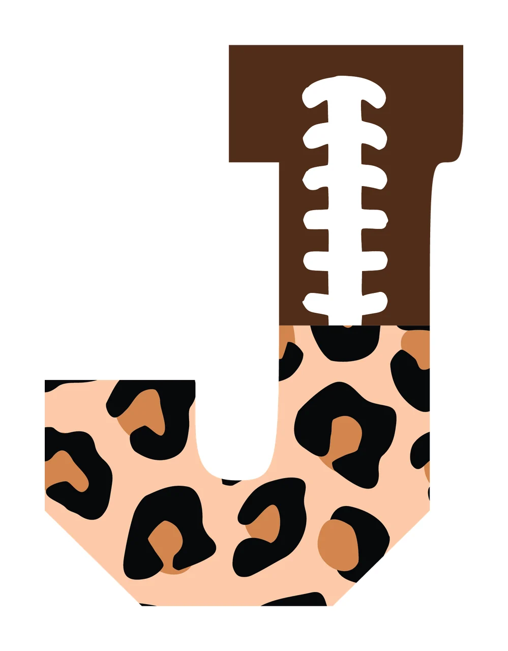 J Letter Pattern Split With Lacing And Leopard
