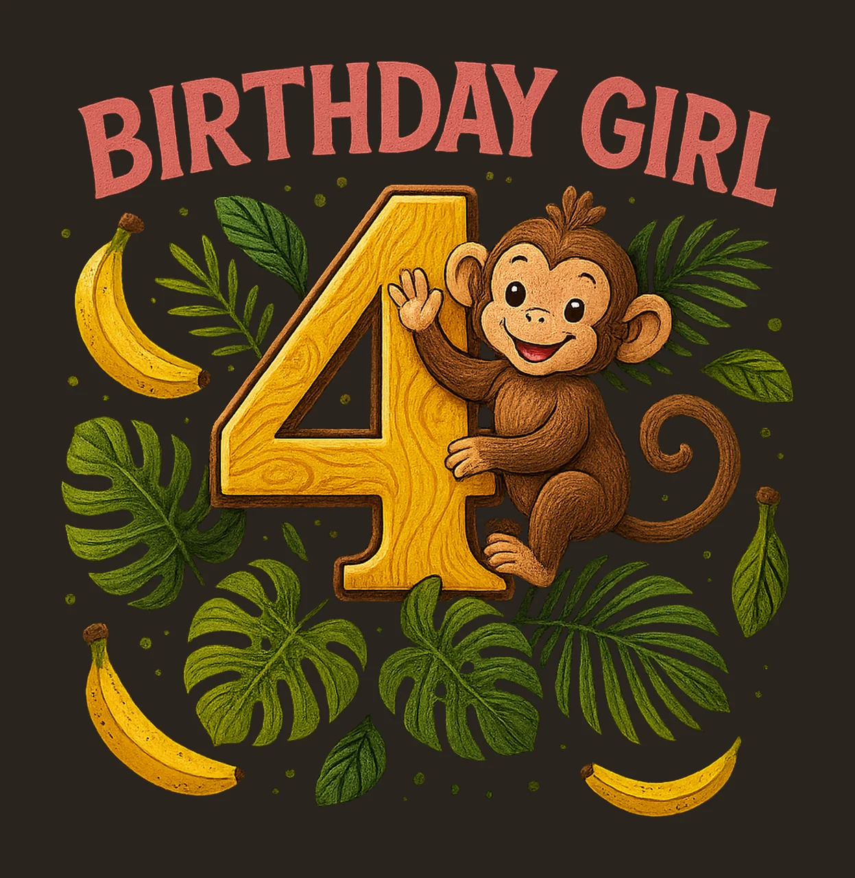 Monkey Birthday Girl Shirt Jungle Theme Custom Age Design contrast preview thumbnail