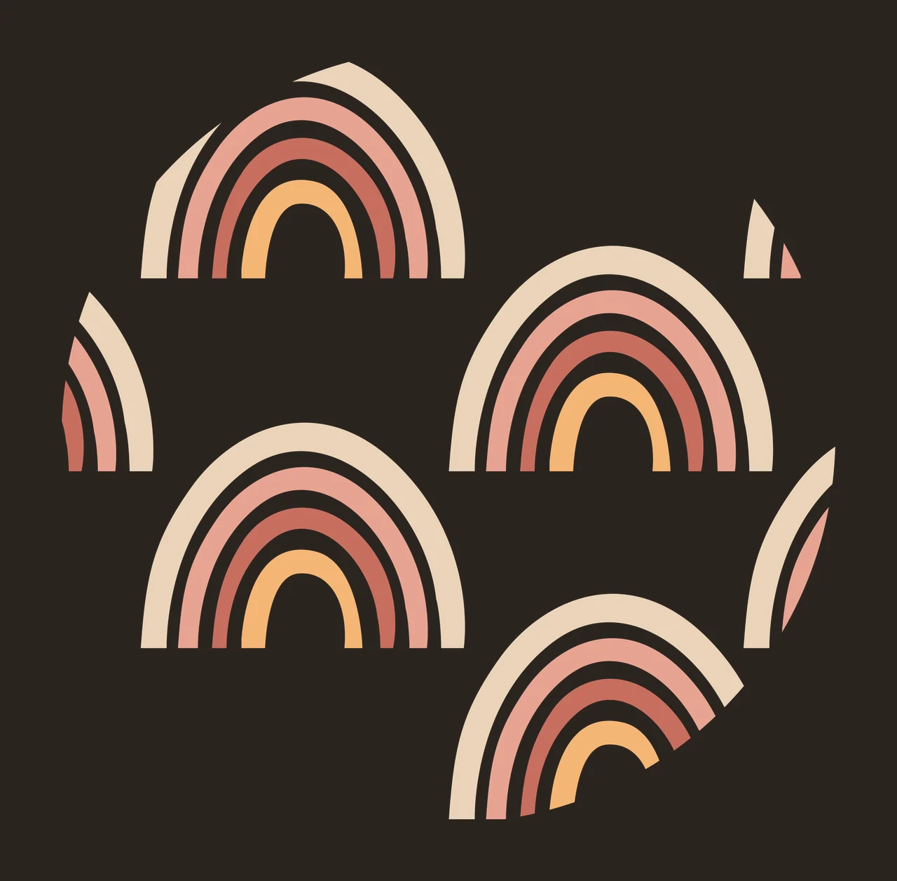 Keychain Black Circle Containing White Line Rainbows pattern contrast preview thumbnail