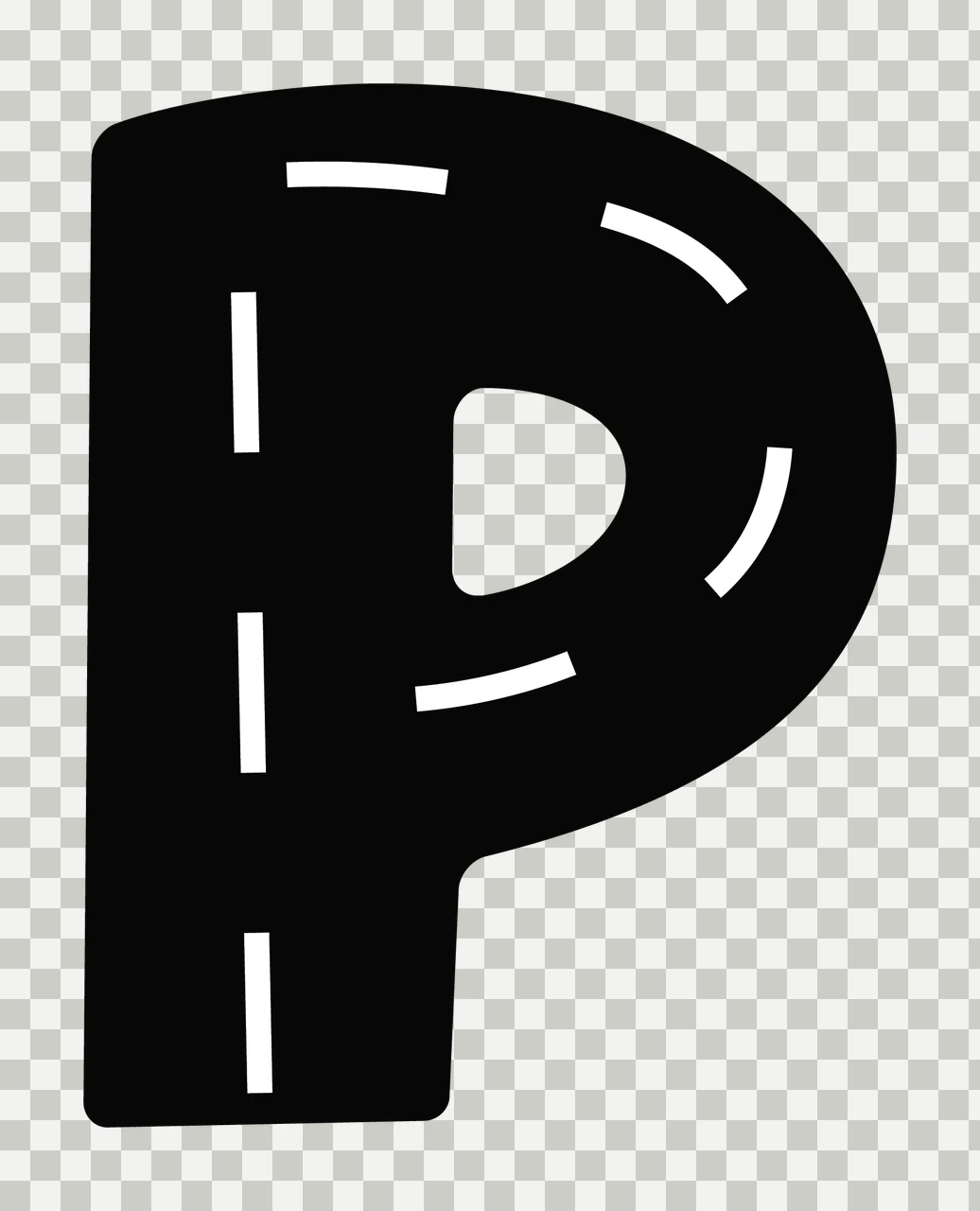 Can Glass Wrap P Letter With Road Markings transparency and detail preview thumbnail