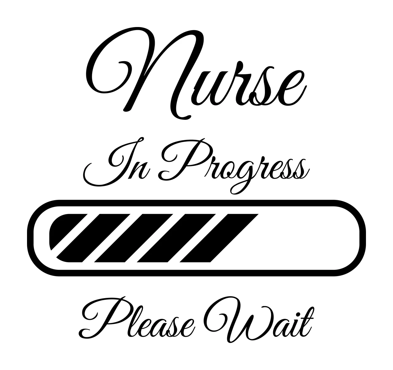 Nurse In Progress Text With A Striped Loading and icons bar