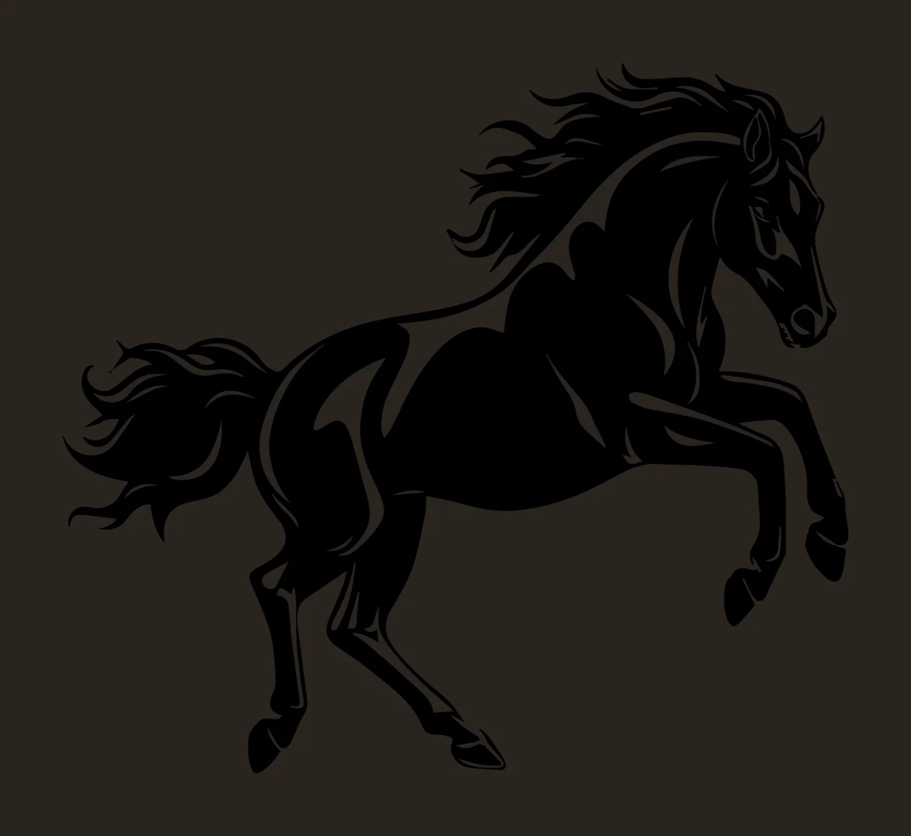 Horse Black Illustration Rearing Up mane tail hooves silhouette contrast preview thumbnail