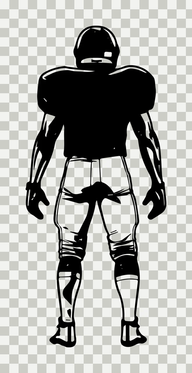 Football Player Back View Silhouette standing helmet shoulder pads transparency and detail preview thumbnail