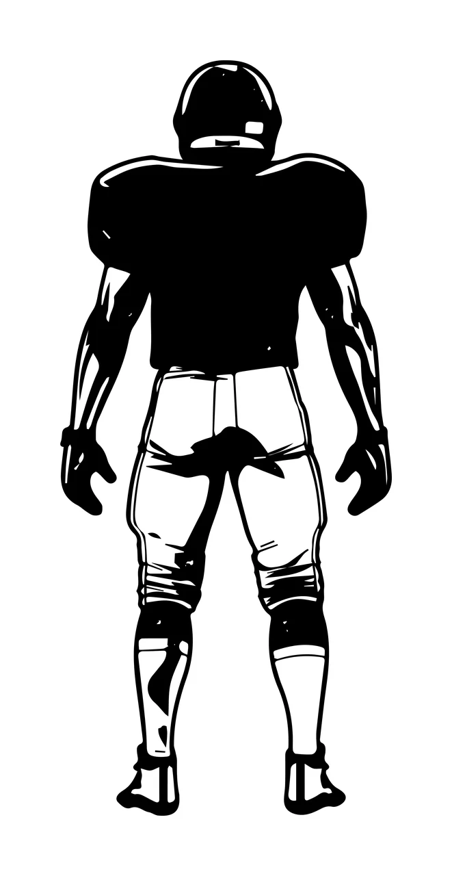 Football Player Back View Silhouette standing helmet shoulder pads