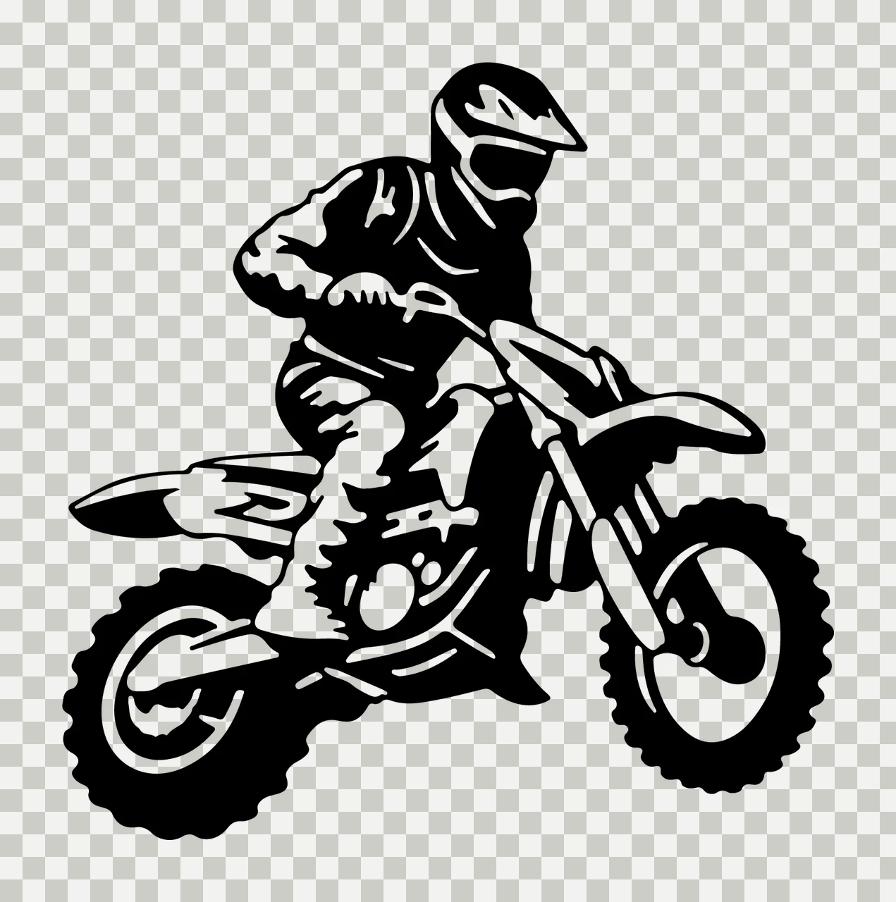Motocross Rider Silhouette Performing Stunt riding motorcycle transparency and detail preview thumbnail