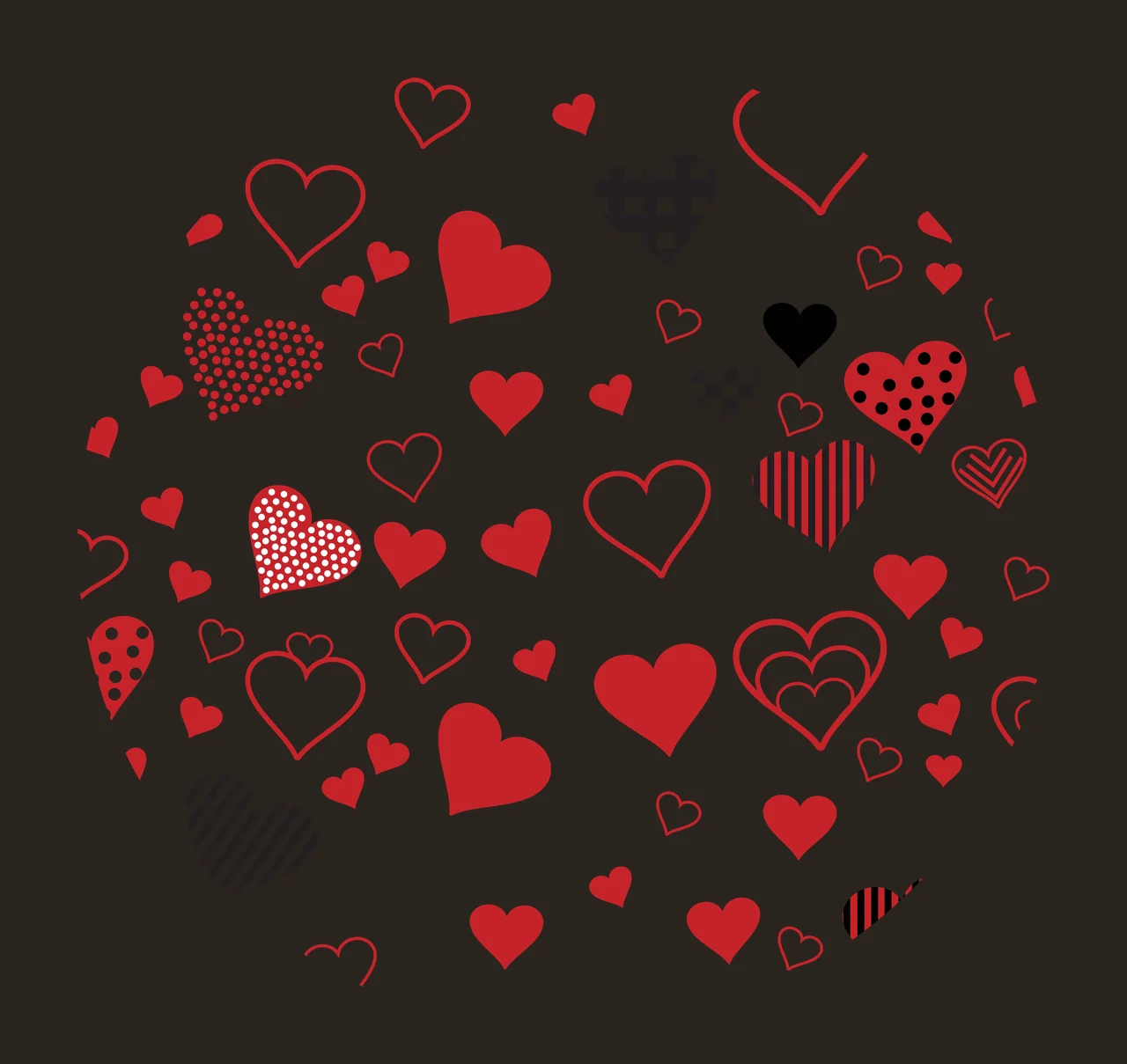 Keychain Circular Background With Outline Hearts circle patterned contrast preview thumbnail