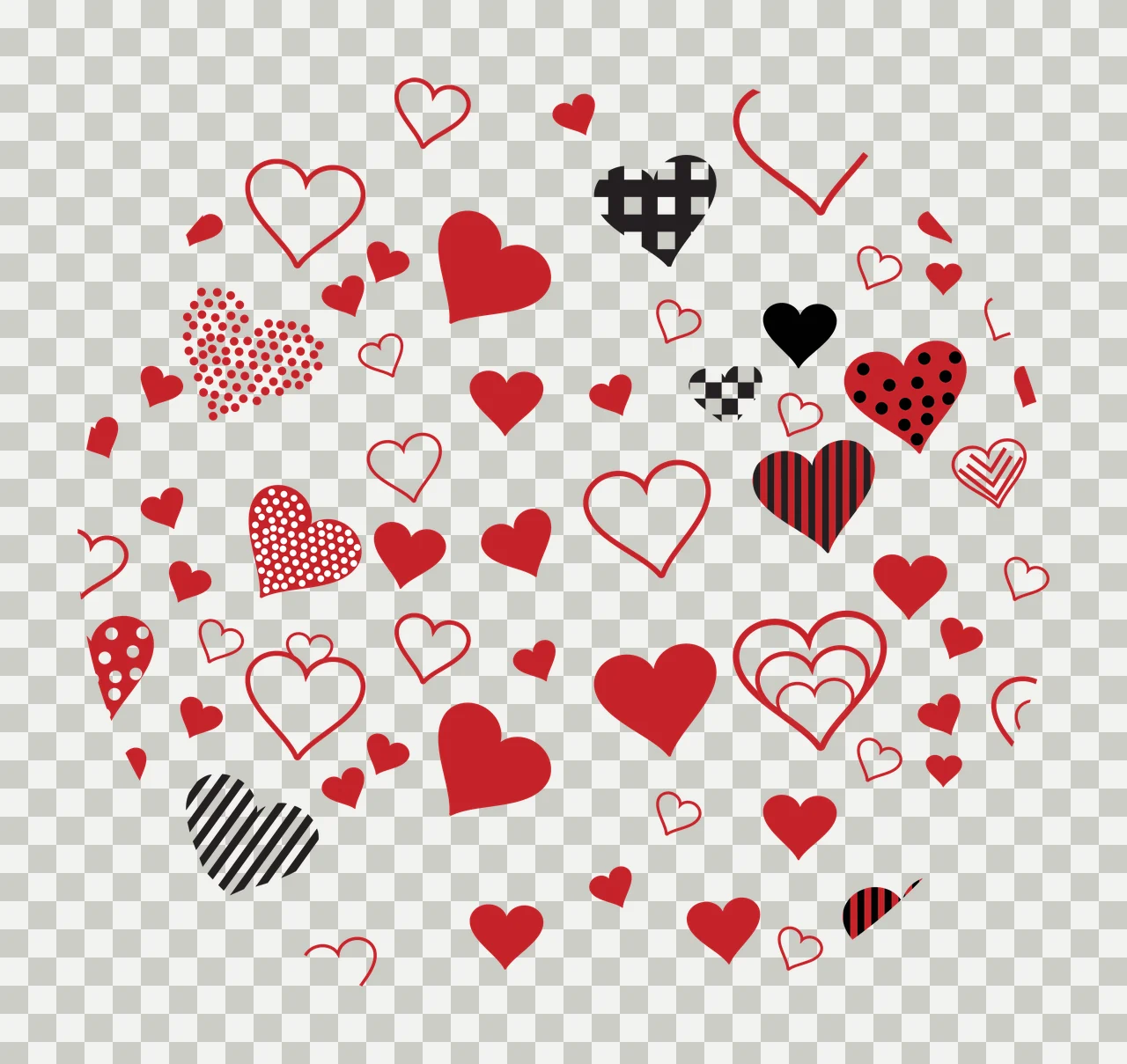 Keychain Circular Background With Outline Hearts circle patterned transparency and detail preview thumbnail