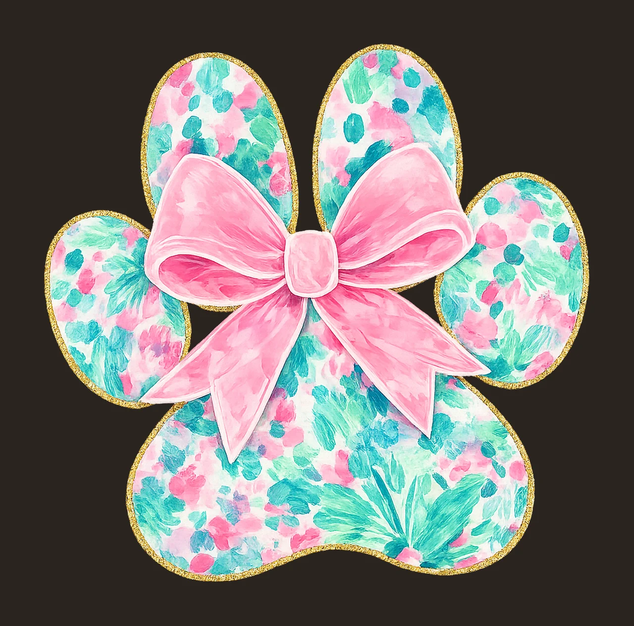 Preppy Paw Print Bow Dog Mom Sublimation Design Animal Lover contrast preview thumbnail