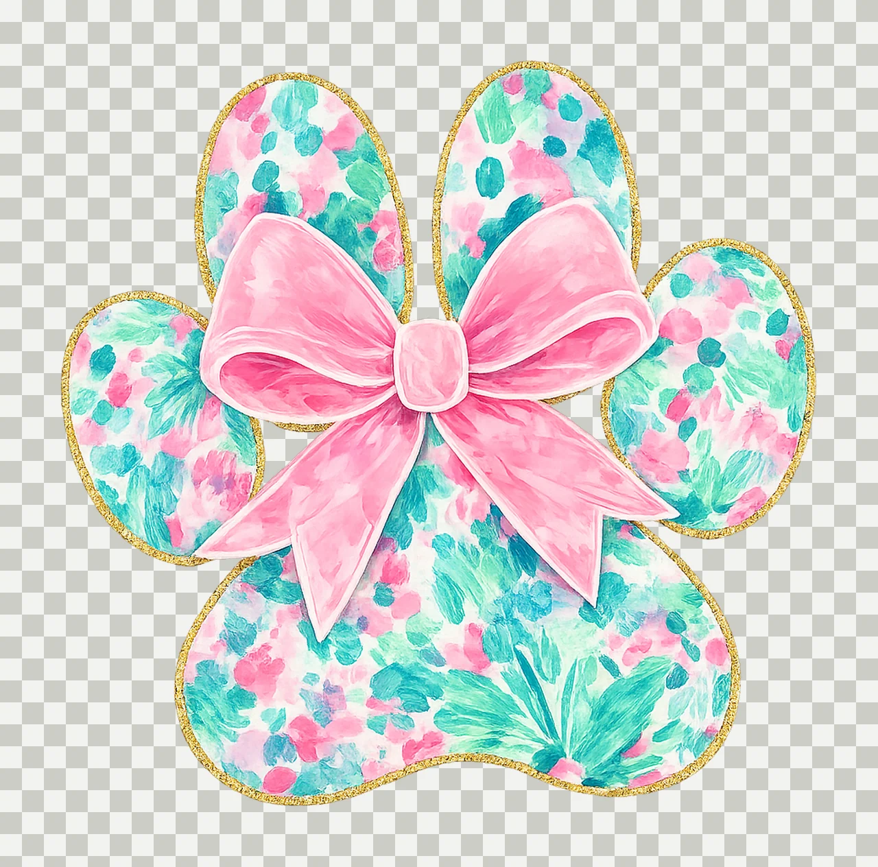 Preppy Paw Print Bow Dog Mom Sublimation Design Animal Lover transparency and detail preview thumbnail