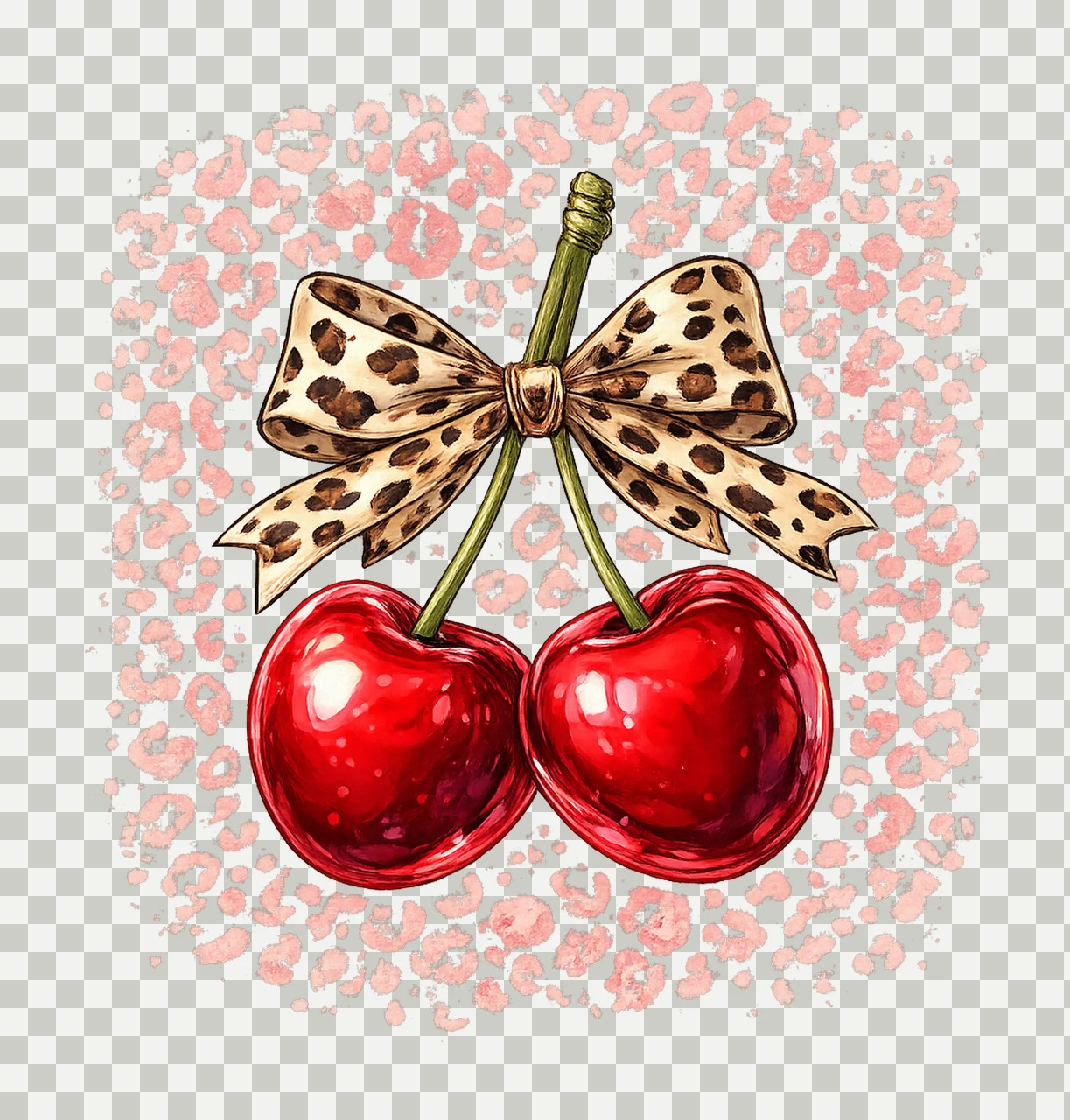 Cherry Coquette Bow shirt Design Cute Fruit Artwork Bow transparency and detail preview thumbnail